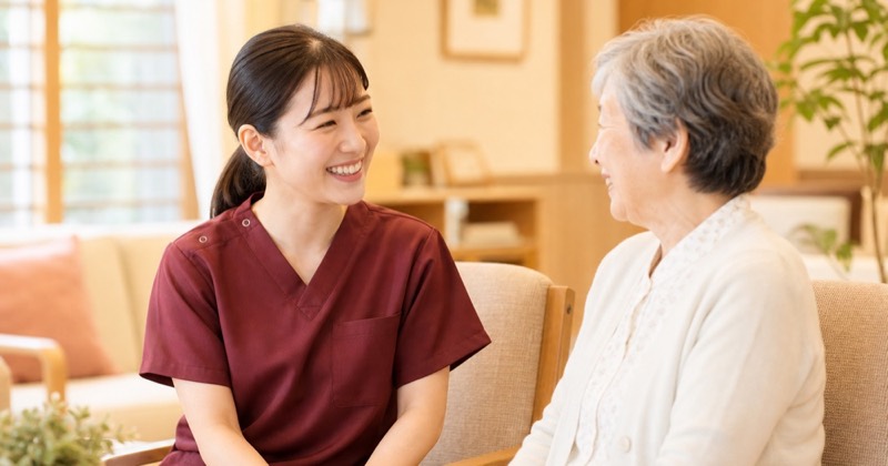 介護施設で利用者を支援するスタッフ